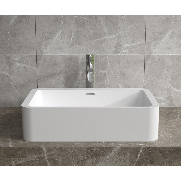 InFurniture Stone Rectangular Vessel Bathroom Sink with Overflow Wayfair